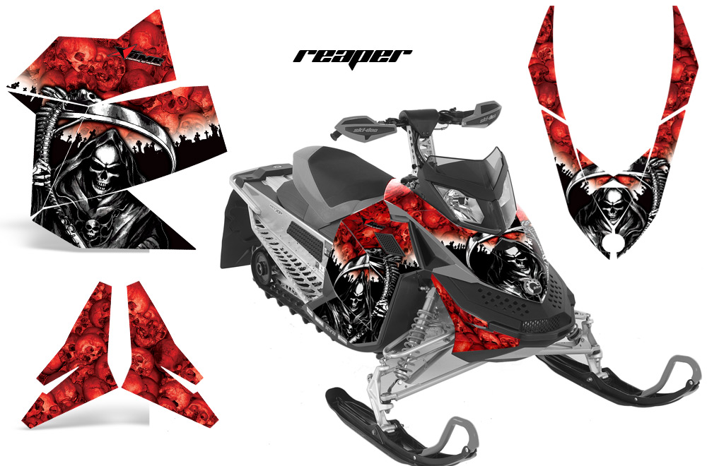 Skidoo REV XP Graphics Kit SKI DOO CHASSIS REAPER RED